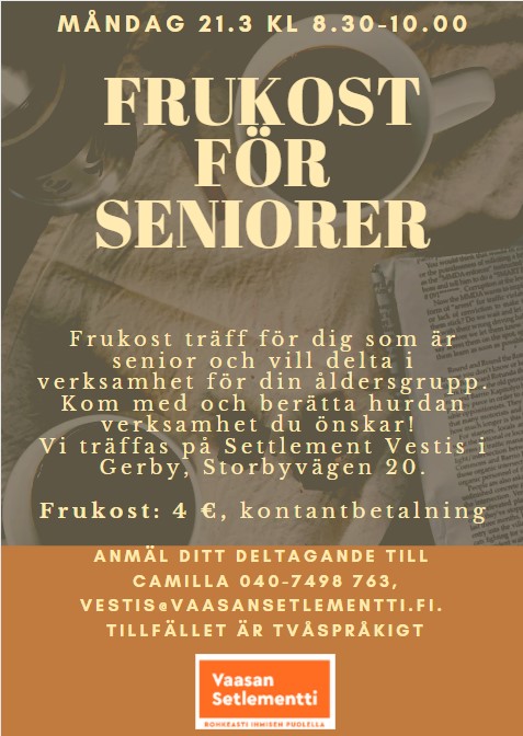 Reklam av frukostträff på Vestis.