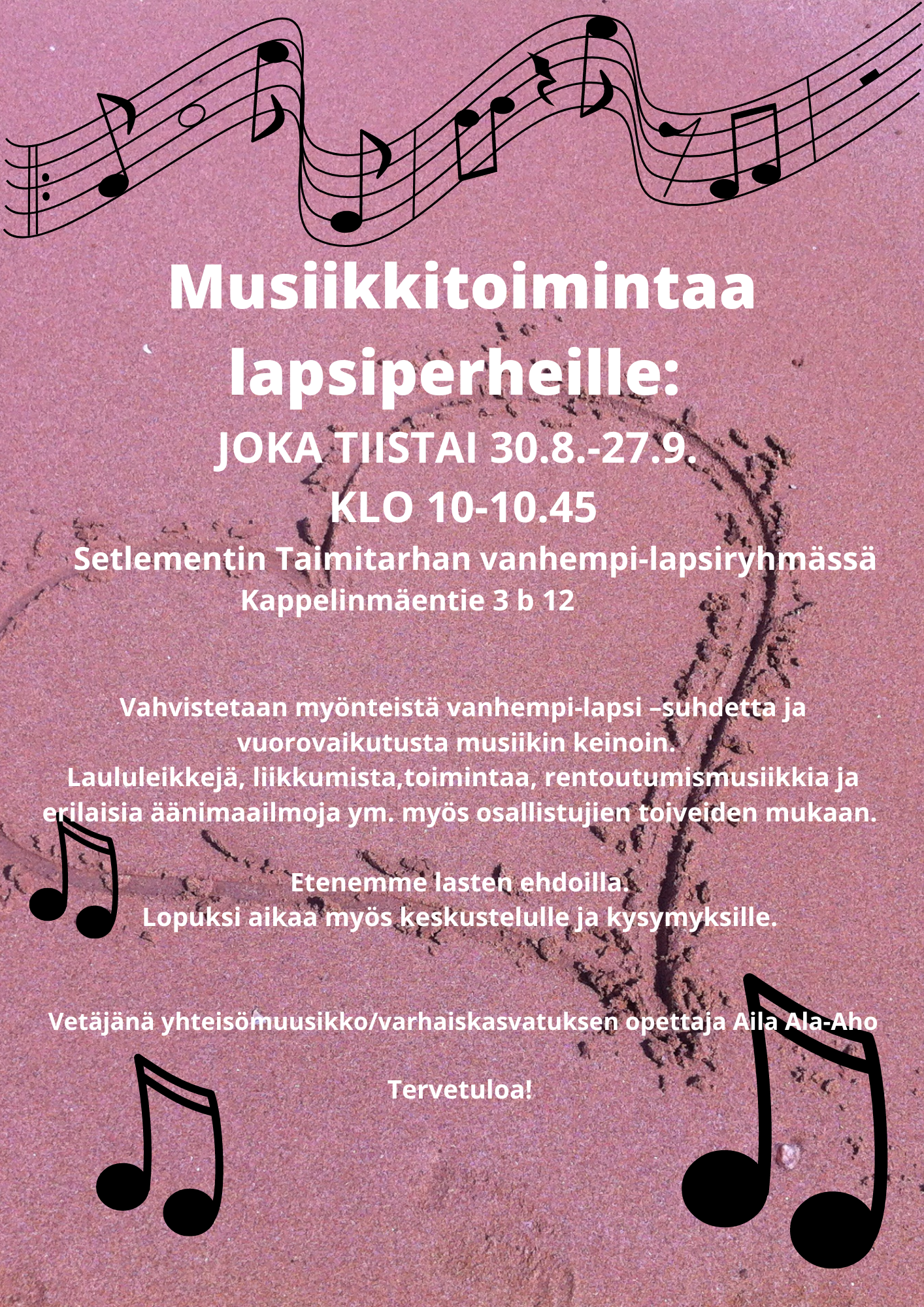 Mainos Ristinummen musiikkitoiminnasta.