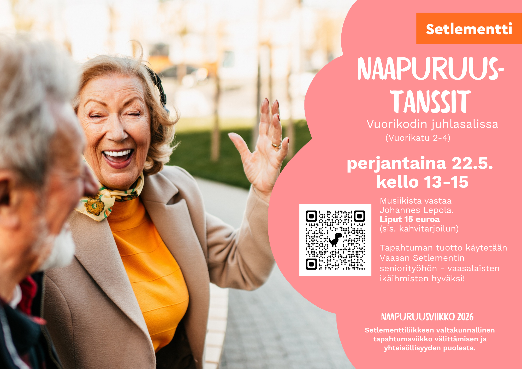 Naapuruustanssit Vuorikodin juhlasalissa 22.5. kello 13-15.